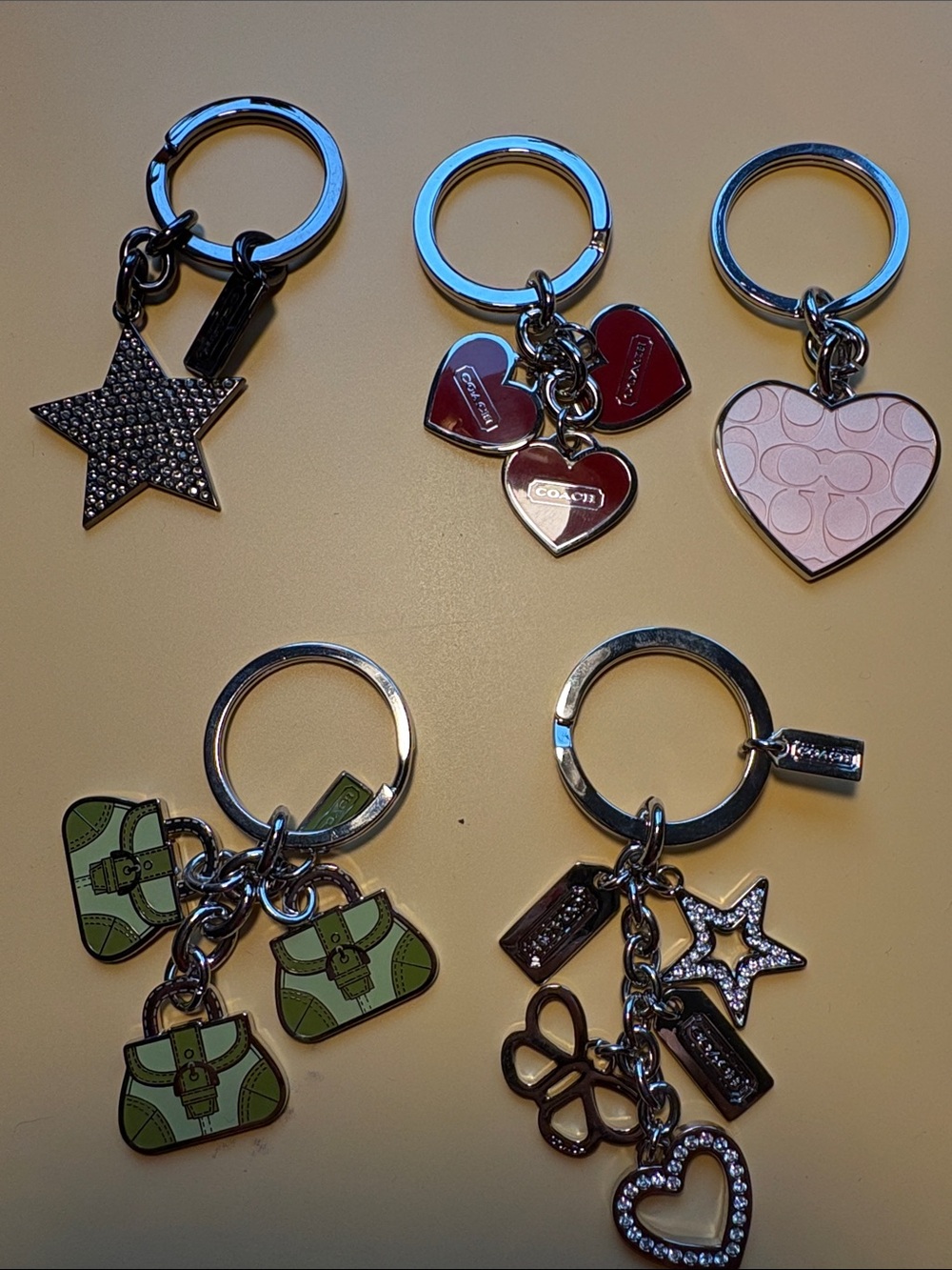 Coach 5pc Set Charm Keyring’s Assorted Styles